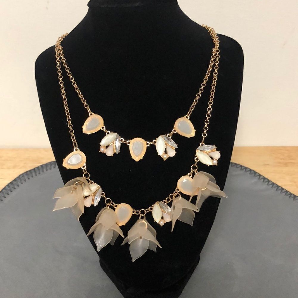 Double Strand Gold Necklace with Chunky Decor